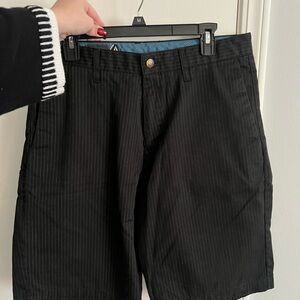 Volcom Black Pinstripe Flat Front Shorts